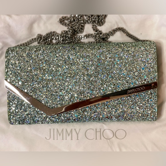 Jimmy Choo Emmie glitter clutch bag - Picture 1 of 3